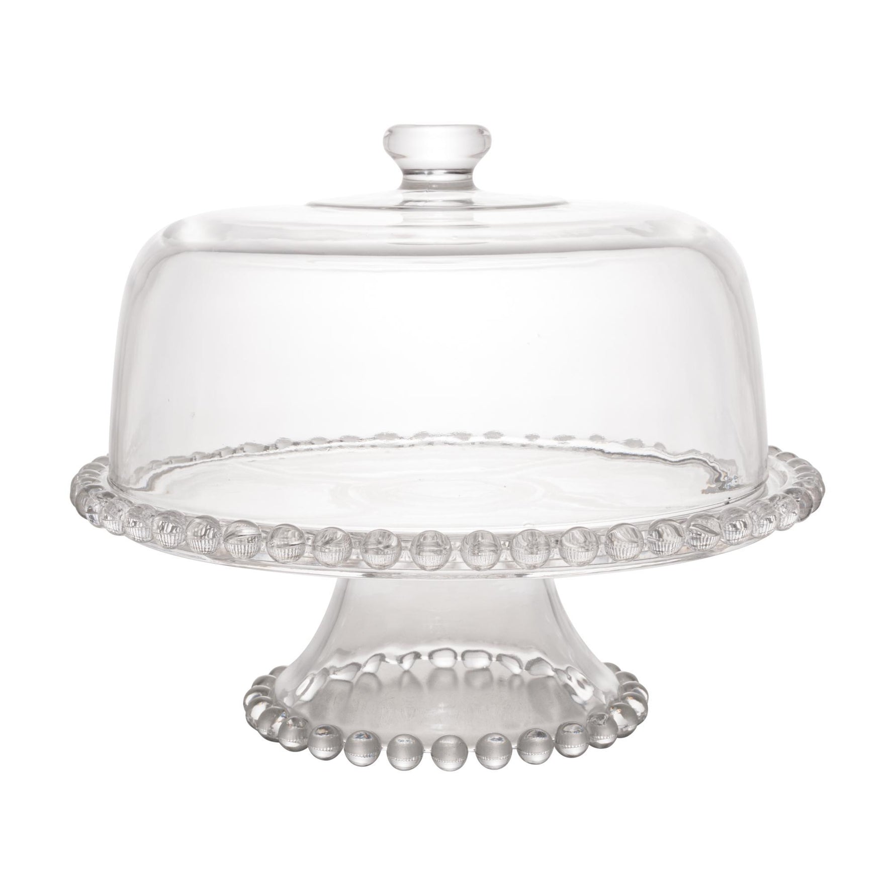 PRATO P/BOLO CRISTAL DE CHUMBO C/PE E TAMPA PEARL 31x25cm