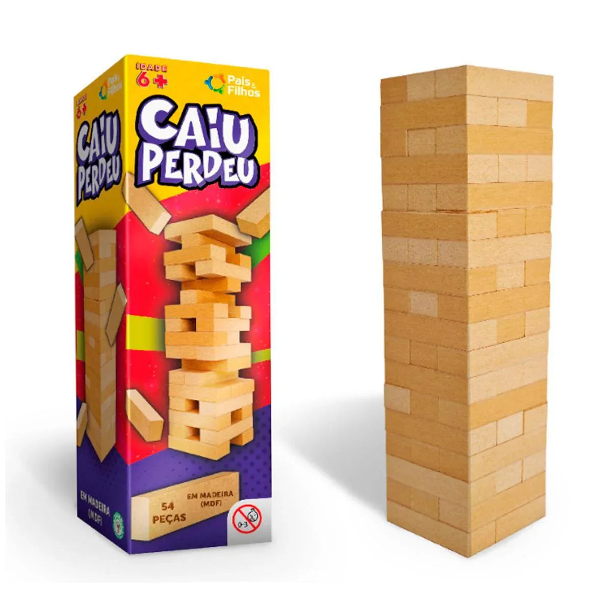 Jogo Caiu Perdeu De Madeira 54 Pecas - Pais E Filhos - Loja Do Thor