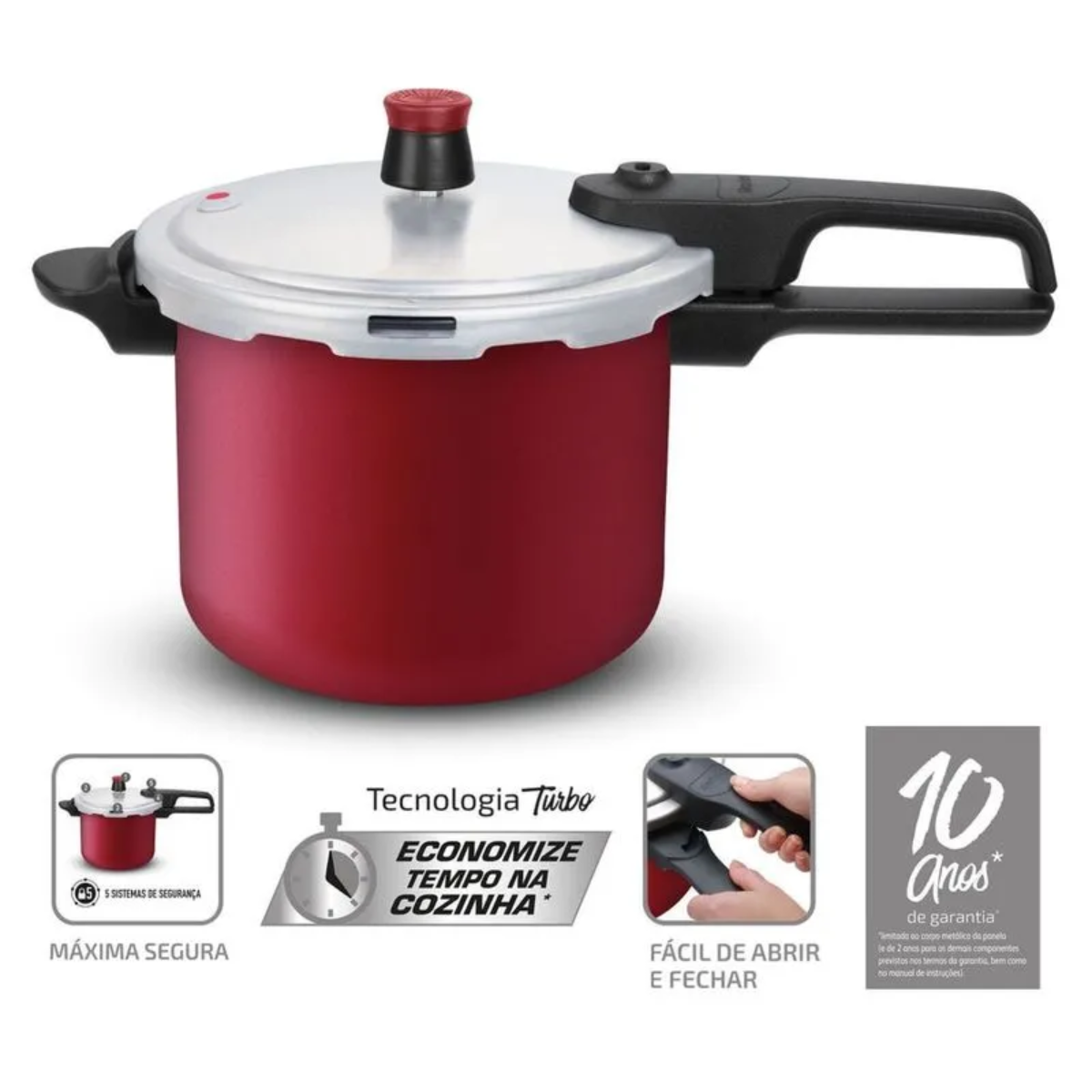 Panela De Pressao 4.5L Vermelha Rochedo