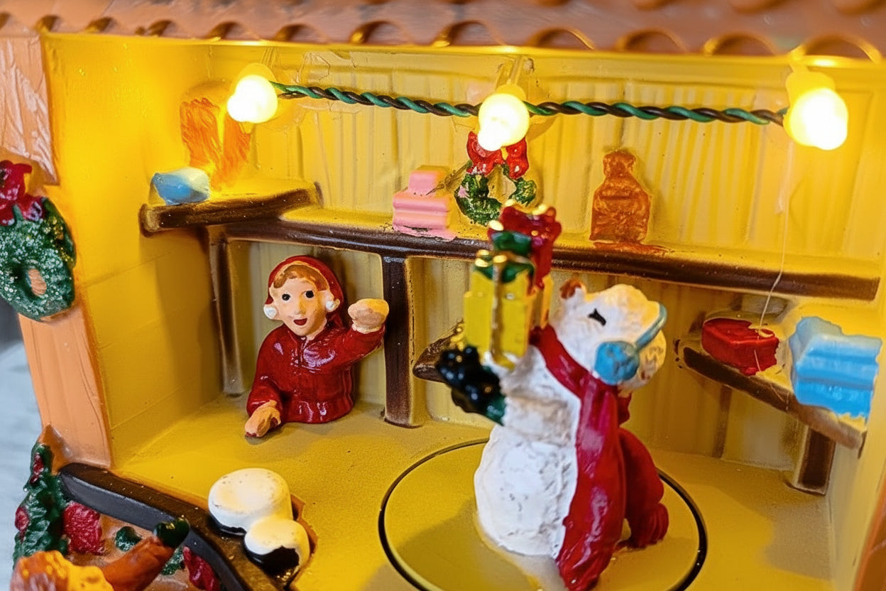 Loja De Natal Com Luz e Movimento 14cm 30410
