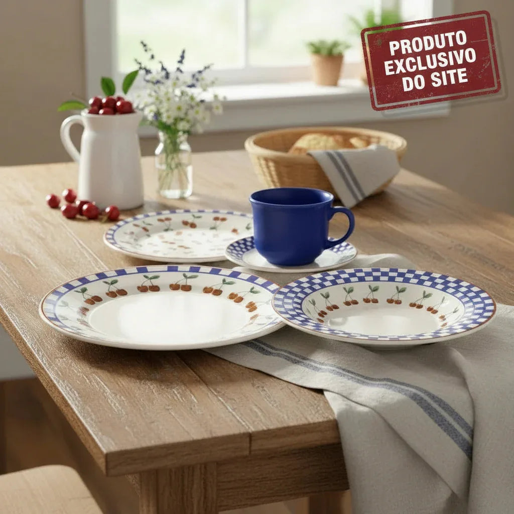 Aparelho de Jantar/Cha 30Pcs Jardim de Cerejas Biona AE30-5B27 - Loja Do Thor