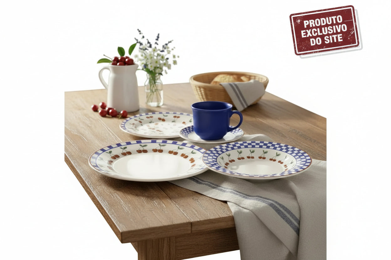 Aparelho de Jantar/Cha 30Pcs Jardim de Cerejas Biona AE30-5B27 - Loja Do Thor