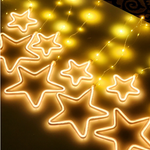 Cortina Estrela Neon Led 9pçs Branco Quente - Grillo