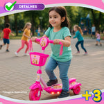 Patinete Com Cestinha Rosa Com Luz E Sons Belinda