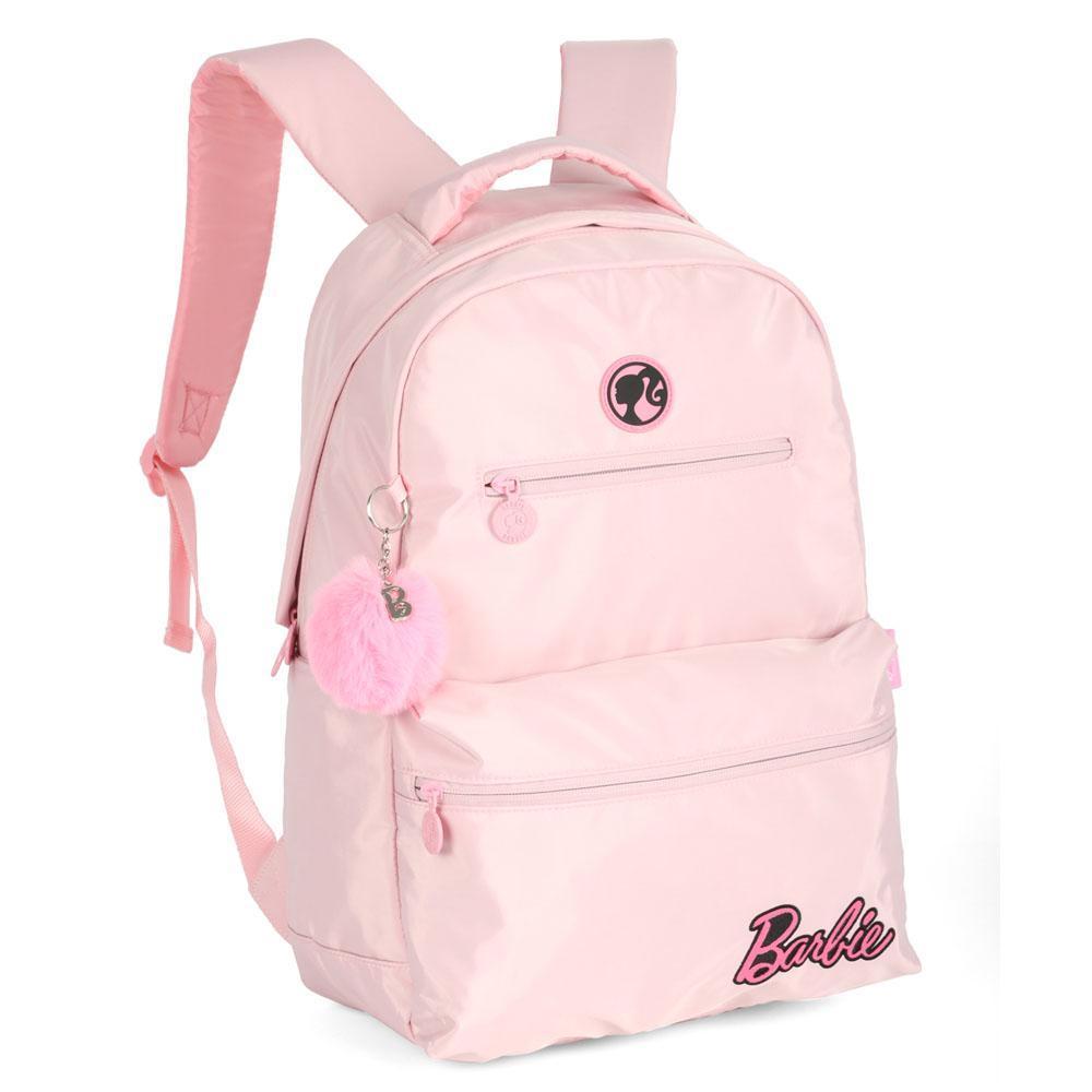 Mochila Costas 18 Barbie Rosa Pastel Com Pompom Luxcel