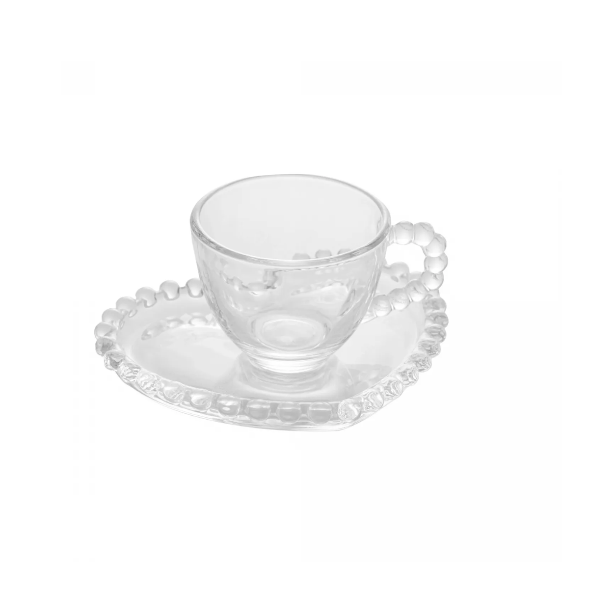 Conjunto 4 Xícaras de Café Com Pires Coração Pearl 85ml