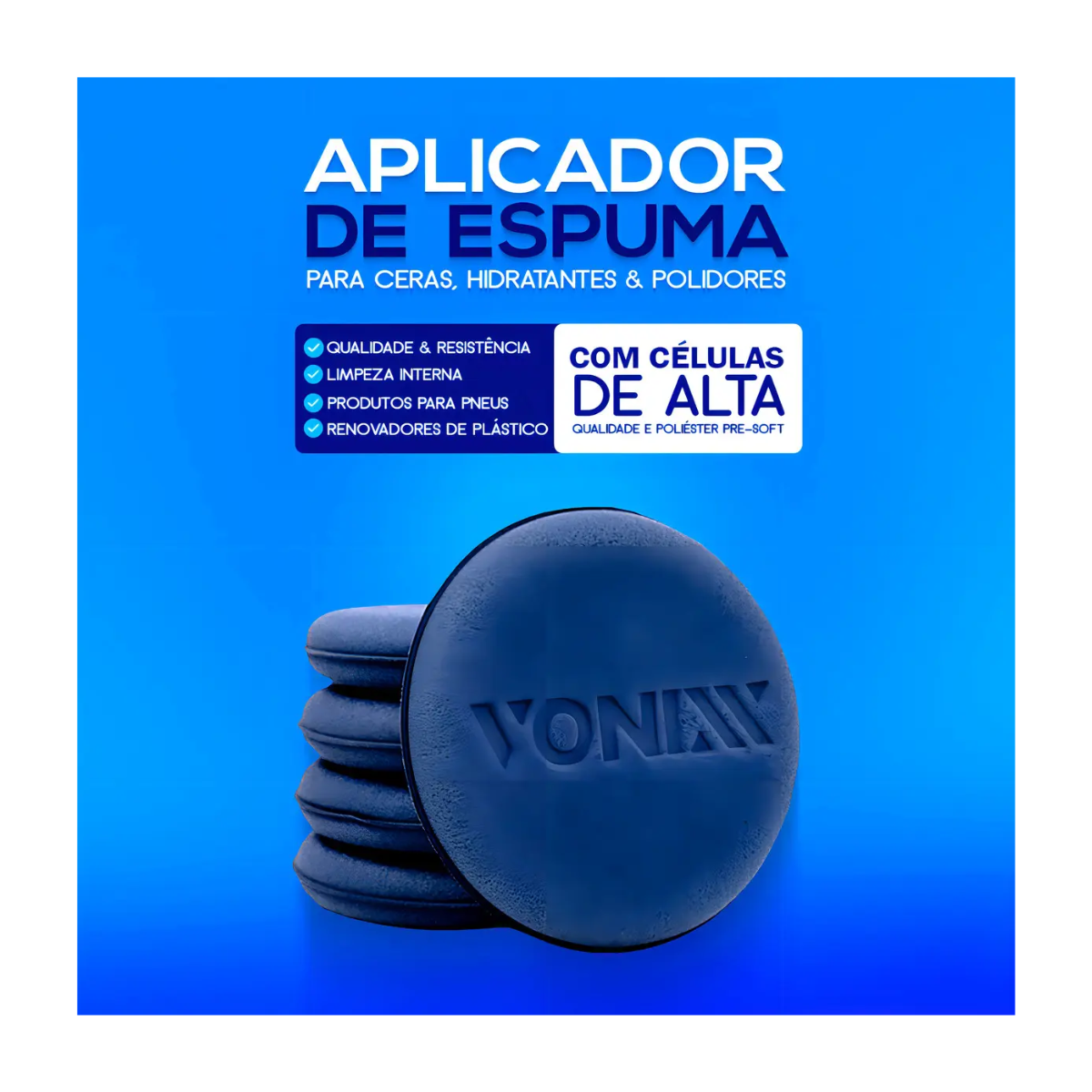 Kit 4 Aplicadores De Espuma P/ Cera Couro Pneus Vonixx