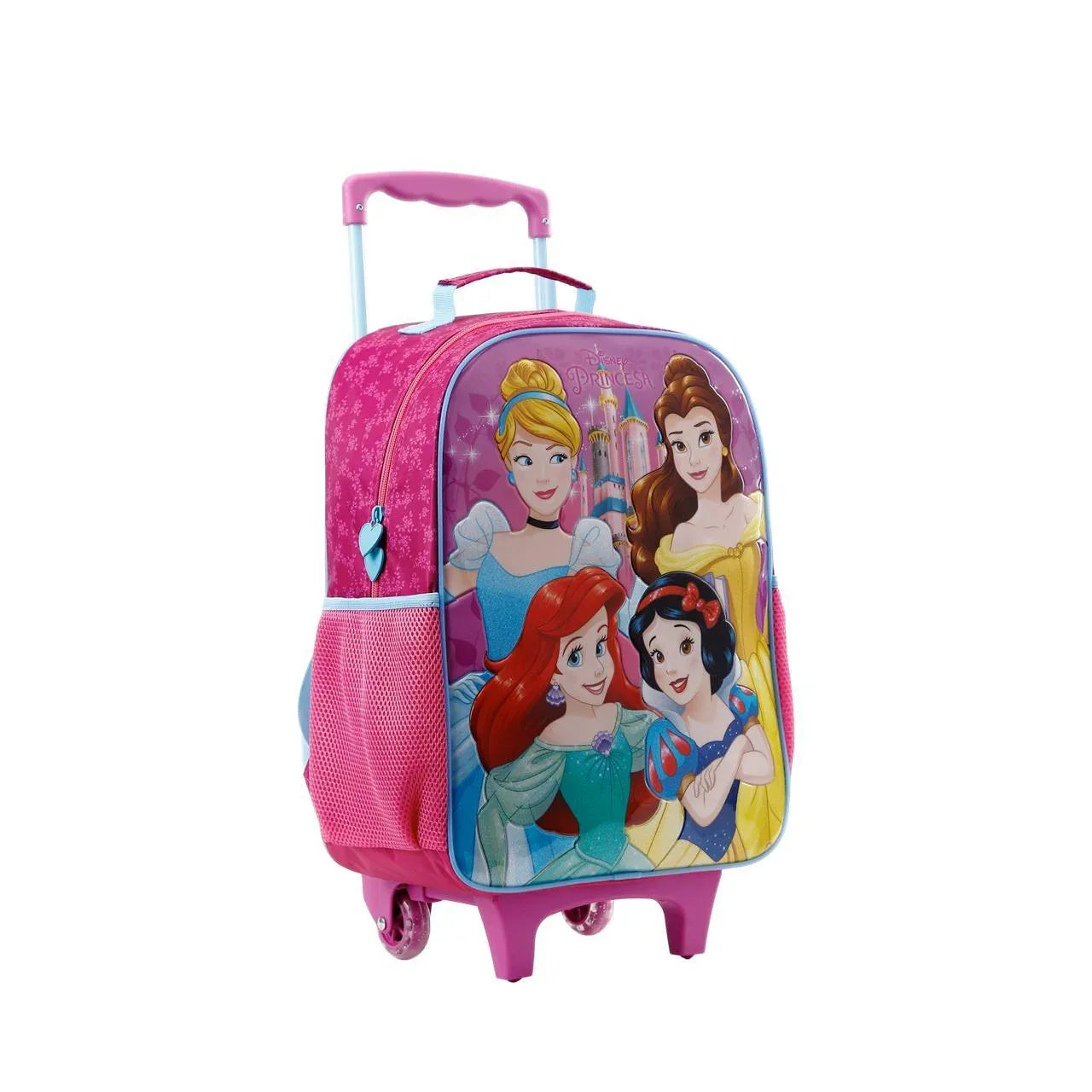 Mochila Princesas Disney Bolsa Rodinha Infantil 16L Rosa - Loja Do Thor