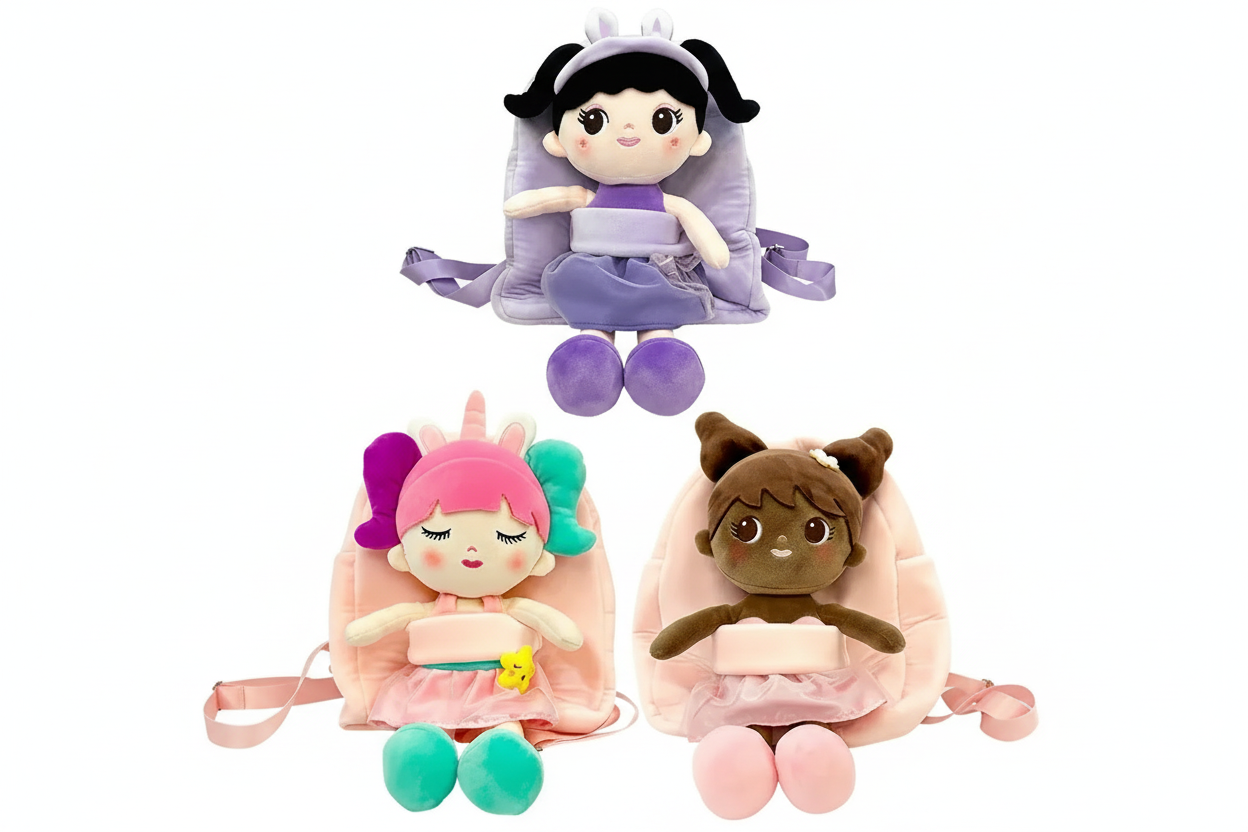 Mochila Infantil C/ Alca Boneca Fofinha Sortida Caa Toys CAA0071 - Loja Do Thor