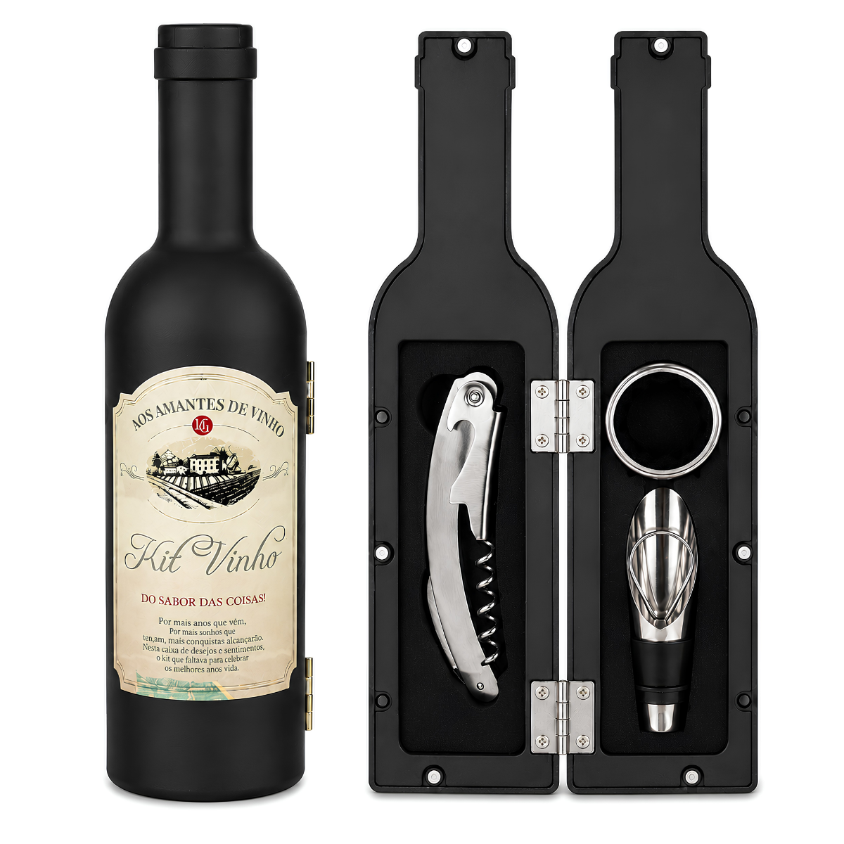 Kit para Vinho Garrafa com 4 Peças Unyhome