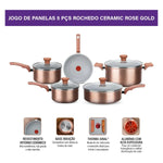 Jogo De Panelas 5 PCS Rochedo Ceramic Rose Gold C464S984 - Loja Do Thor