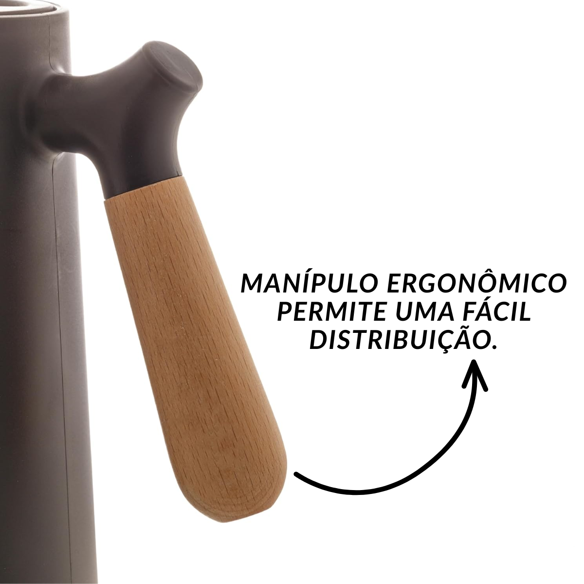 Garrafa Térmica Cabo de Madeira 1 Litro Cinza - Giftutil