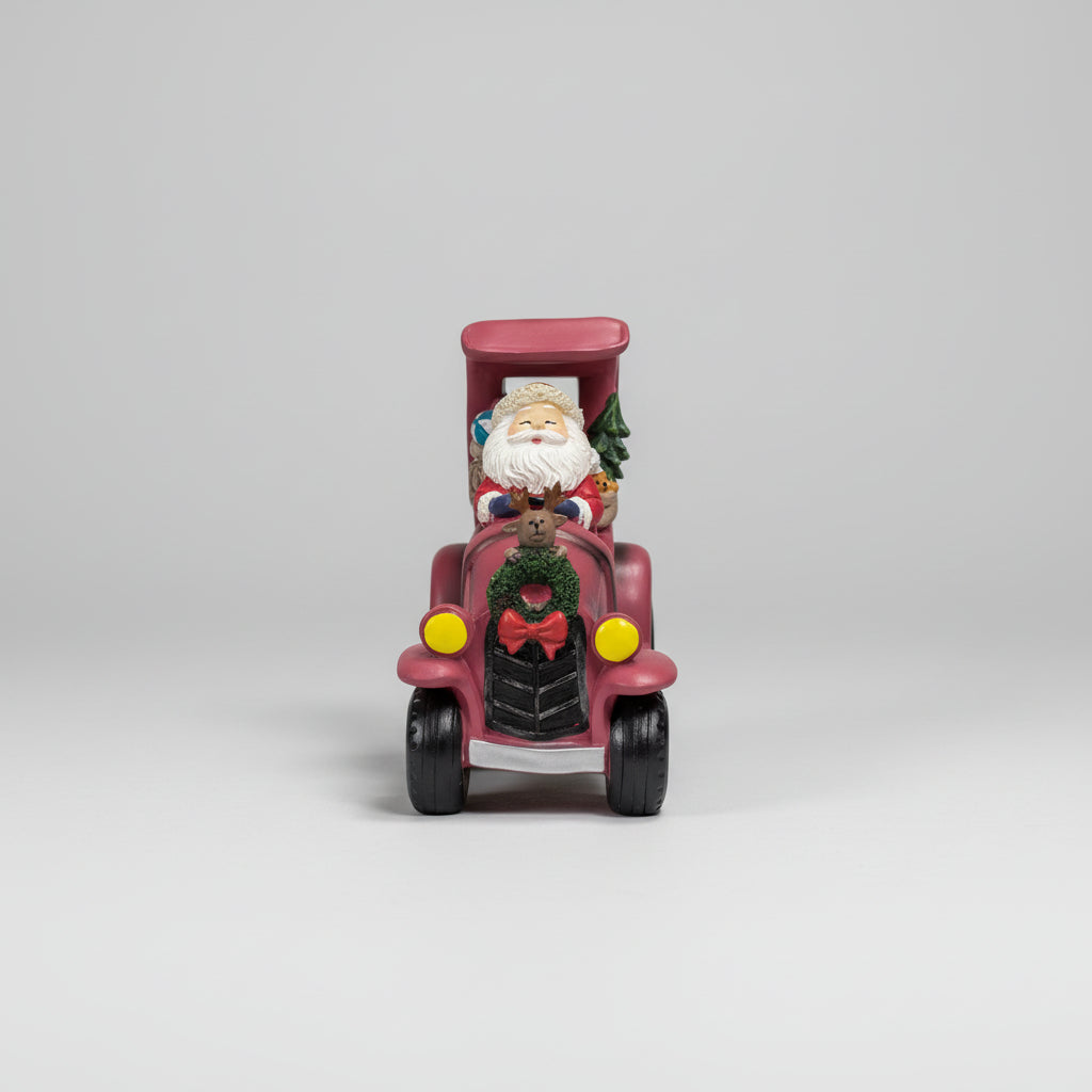 Enfeite Carro Papai Noel Resina Vermelho Grillo