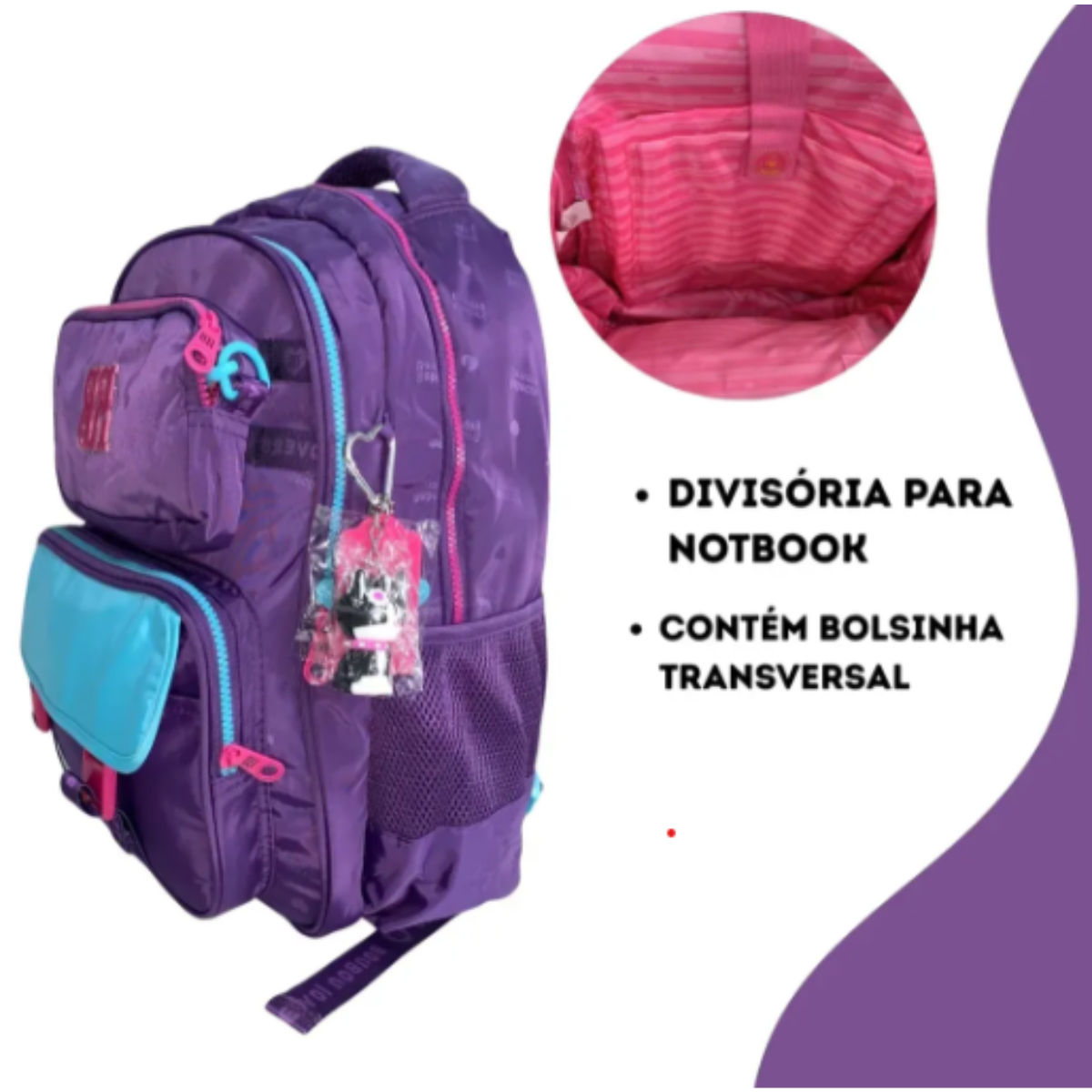 Mochila de Costas Roxa 2 em 1 Urban Mix 17,5 RB26227