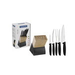 Jogo de Facas 6 Peças com Cepo Tramontina Inox Plenus Preto 23498028 - Loja Do Thor