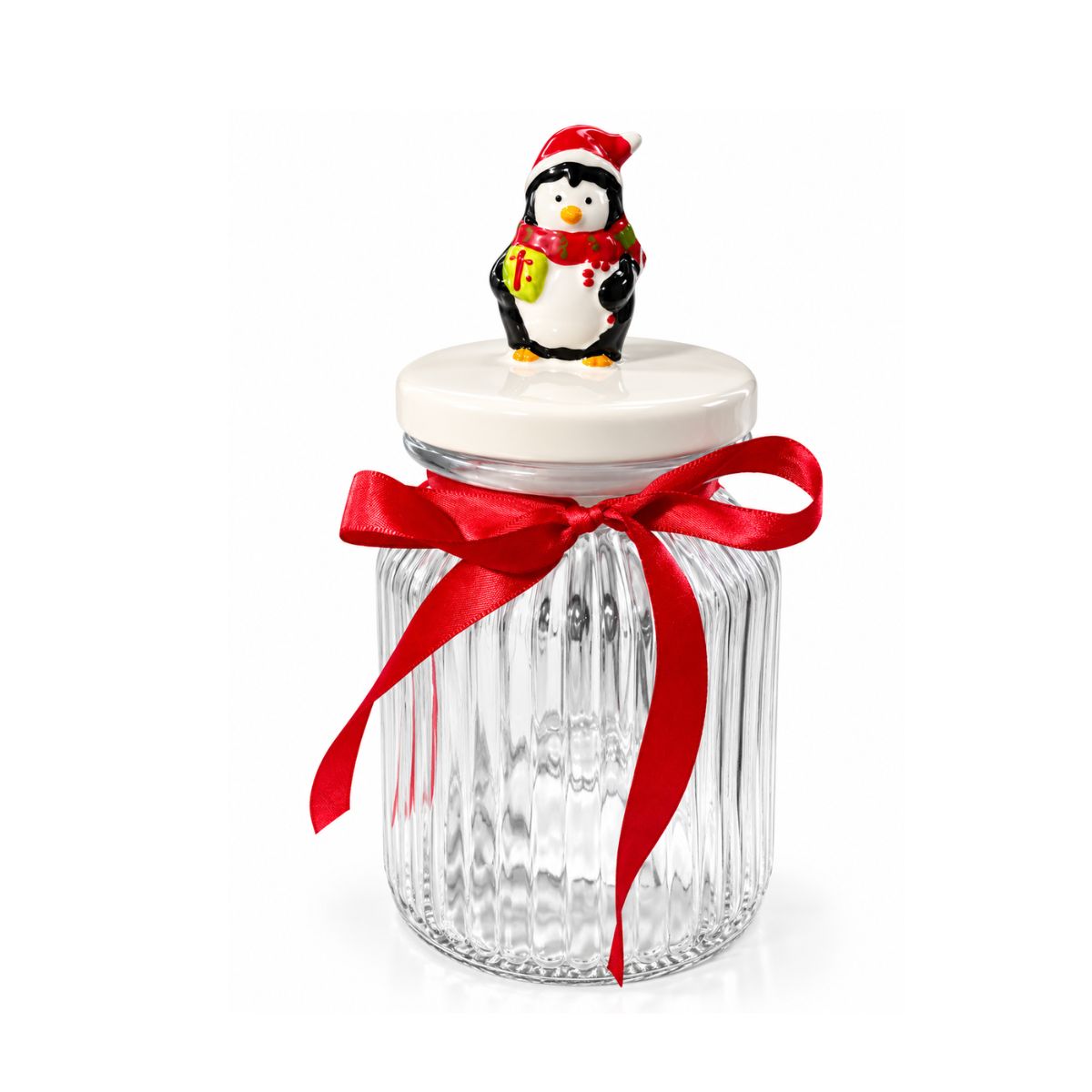 Pote De Vidro 950ml Pinguim Natalino -Allmix