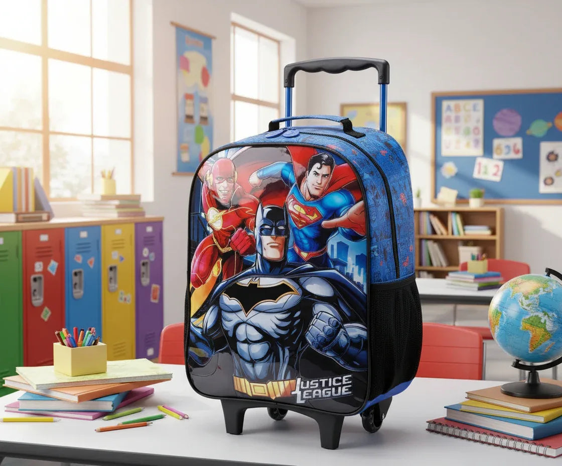 Mochila Rodinha Liga da Justica Azul 16L - Loja Do Thor