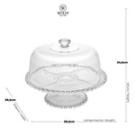 PRATO P/BOLO CRISTAL DE CHUMBO C/PE E TAMPA PEARL 31x25cm