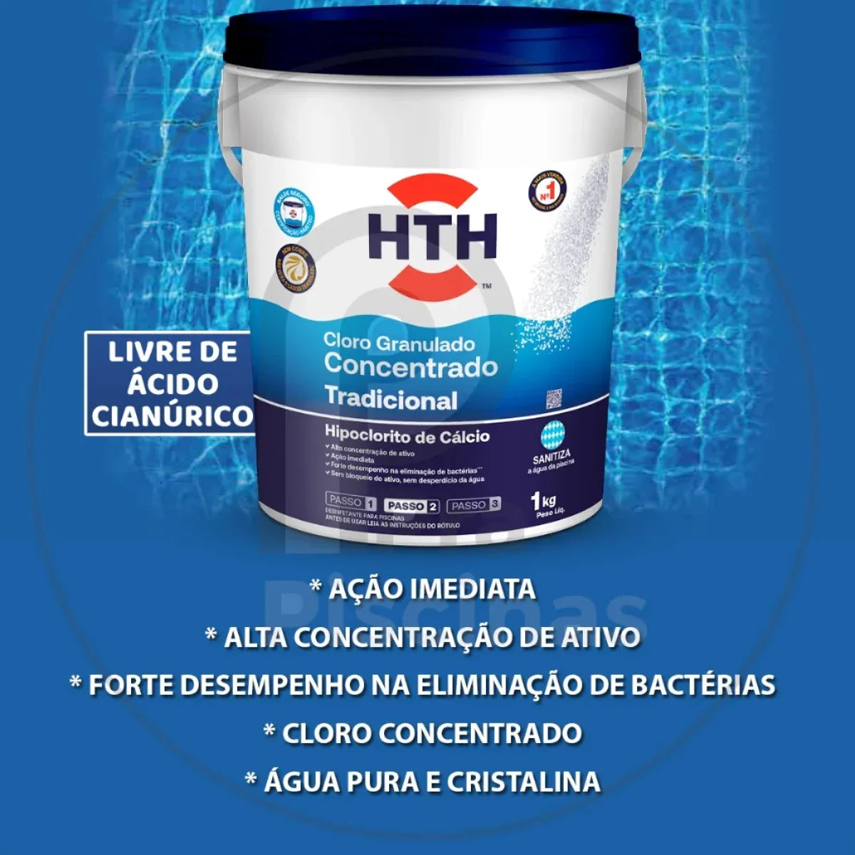 Cloro Concentrado Tradicional Hth - 65% Cloro Ativo 1 Kg - Loja Do Thor