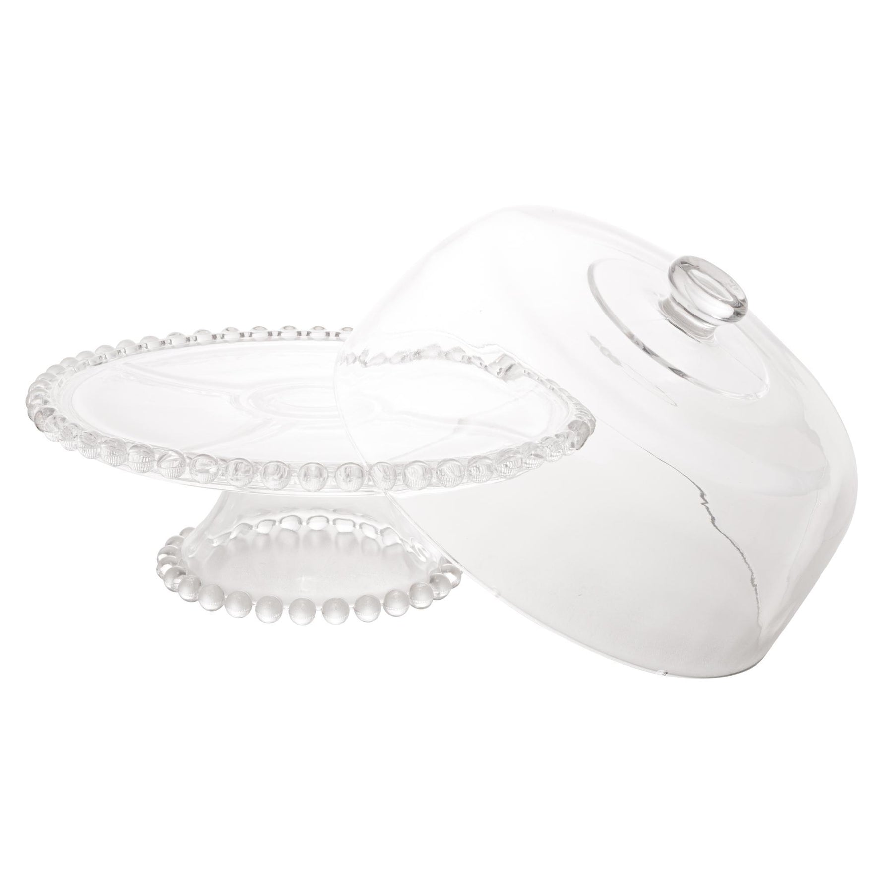 PRATO P/BOLO CRISTAL DE CHUMBO C/PE E TAMPA PEARL 31x25cm