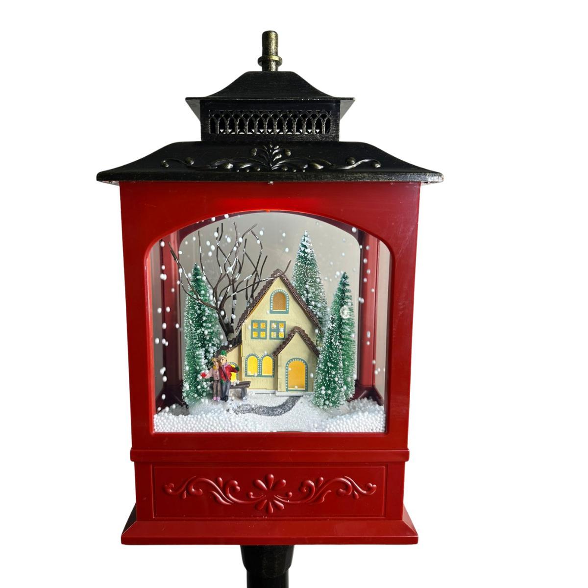 Poste Papai Noel Com Neve 1,25Cm Luz/Mus/Mov