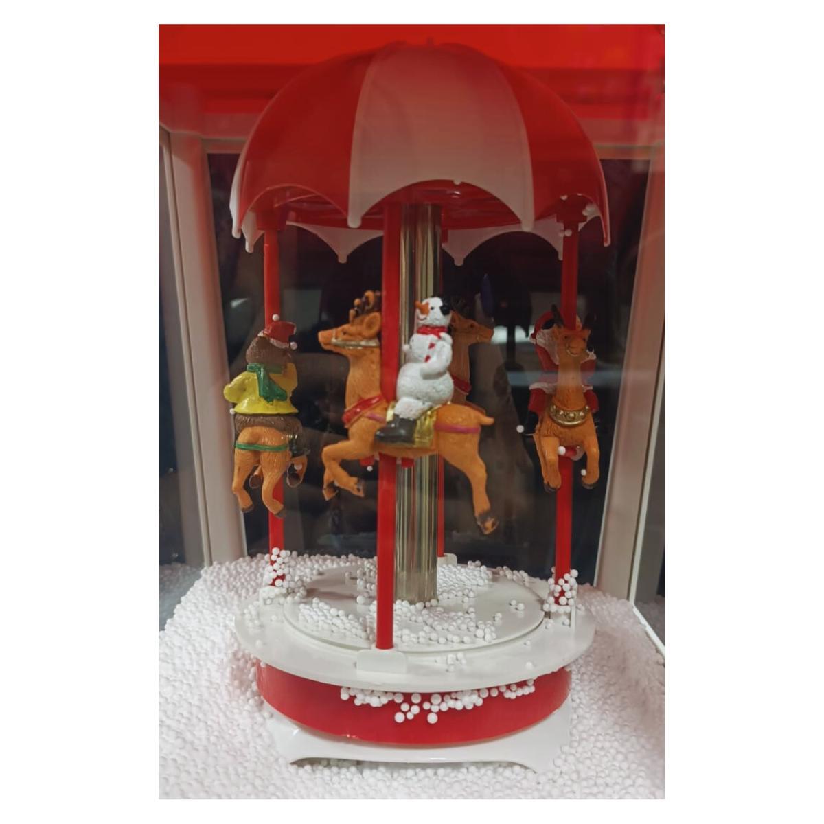 Poste Animado Cenario C/ Som E Neve 1,84m Vermelho 56956