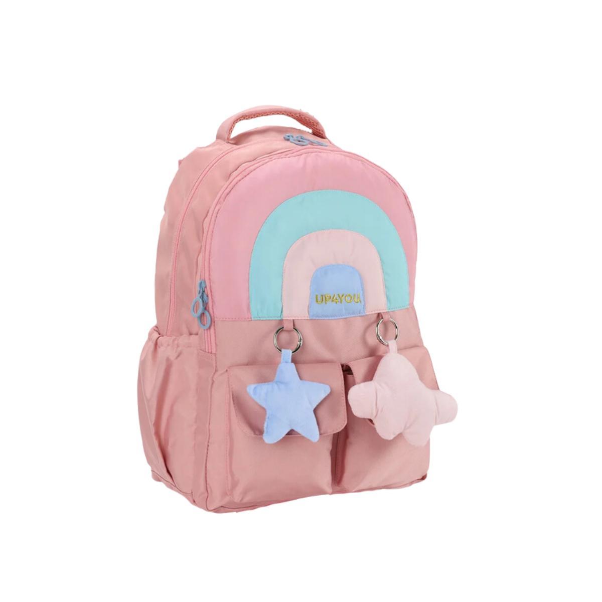 Mochila Infantil Up4You Arco-Ris Rosa 17L