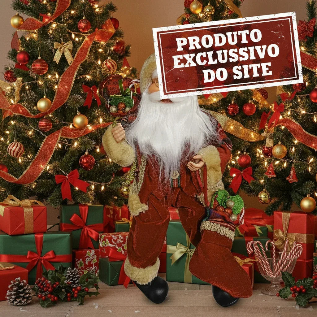 Papai Noel Sentado Vermelho com Verde 45cm Florarte 57499001 - Loja Do Thor