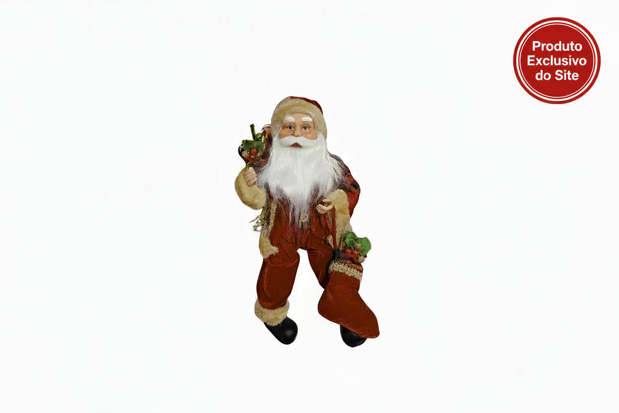 Papai Noel Sentado Vermelho com Verde 45cm Florarte 57499001 - Loja Do Thor