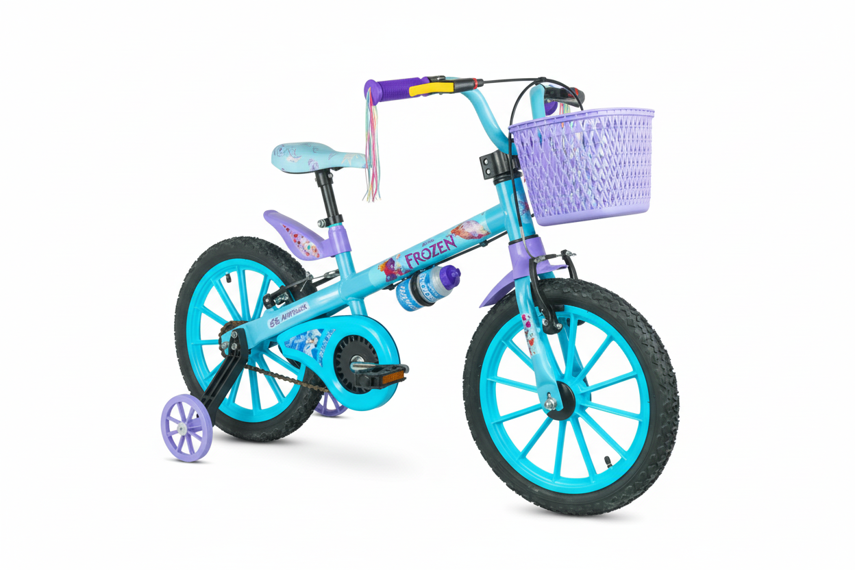 Bicicleta Infantil Feminina Aro 16 Frozen Cestao Rodinha 02 - Loja Do Thor