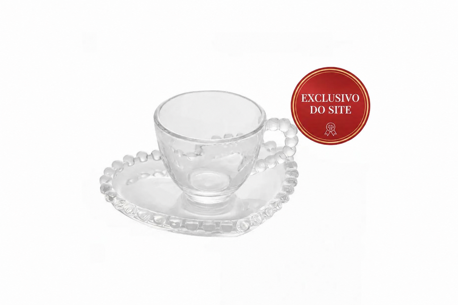 Conjunto 4 Xícaras de Chá Com Pires Coração Pearl 180ml