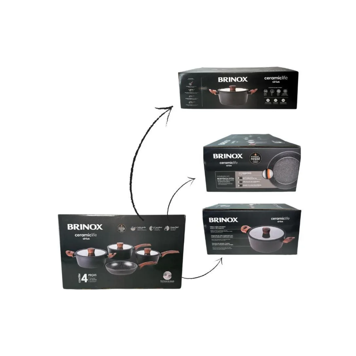 Conjunto de Panelas 4 Pecas Ceramic Life Sirius - Brinox 4814-102
