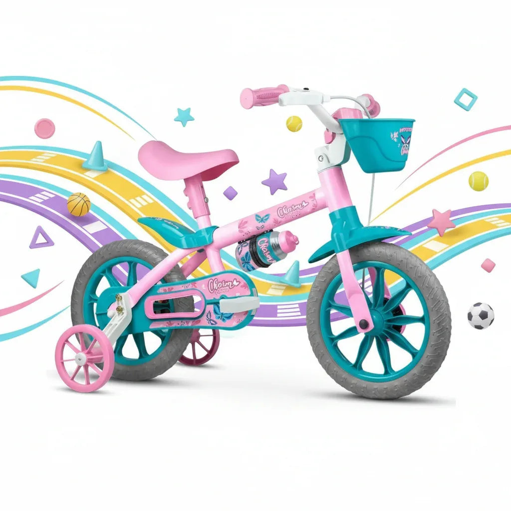 Bicicleta Infantil Aro 12 com Rodinhas Menina Charm - Nathor - Loja Do Thor