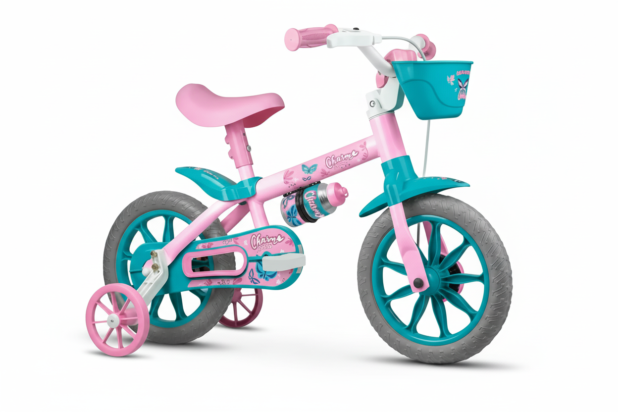 Bicicleta Infantil Aro 12 com Rodinhas Menina Charm - Nathor - Loja Do Thor