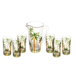 Conjunto Jarra 6 Copos Palm Tree Handpaint Cristal - Wolff