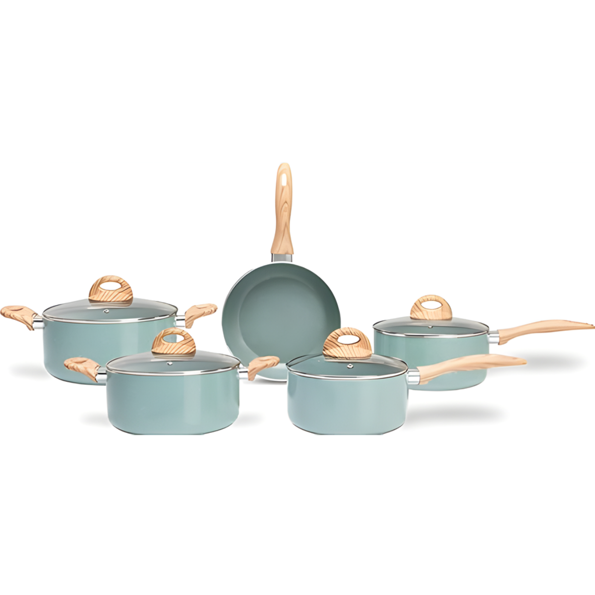 Conjunto De Panelas Brinox Ceramic Life 5 Peças Verde
