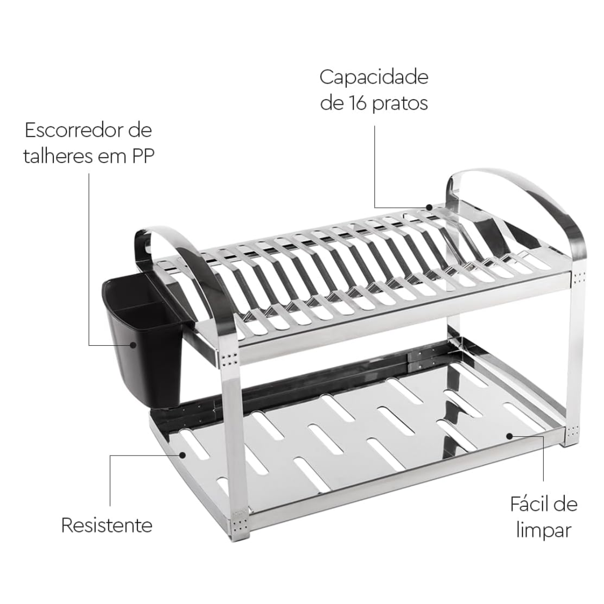 Escorredor 16 Pratos Escorredor de Talheres Brinox