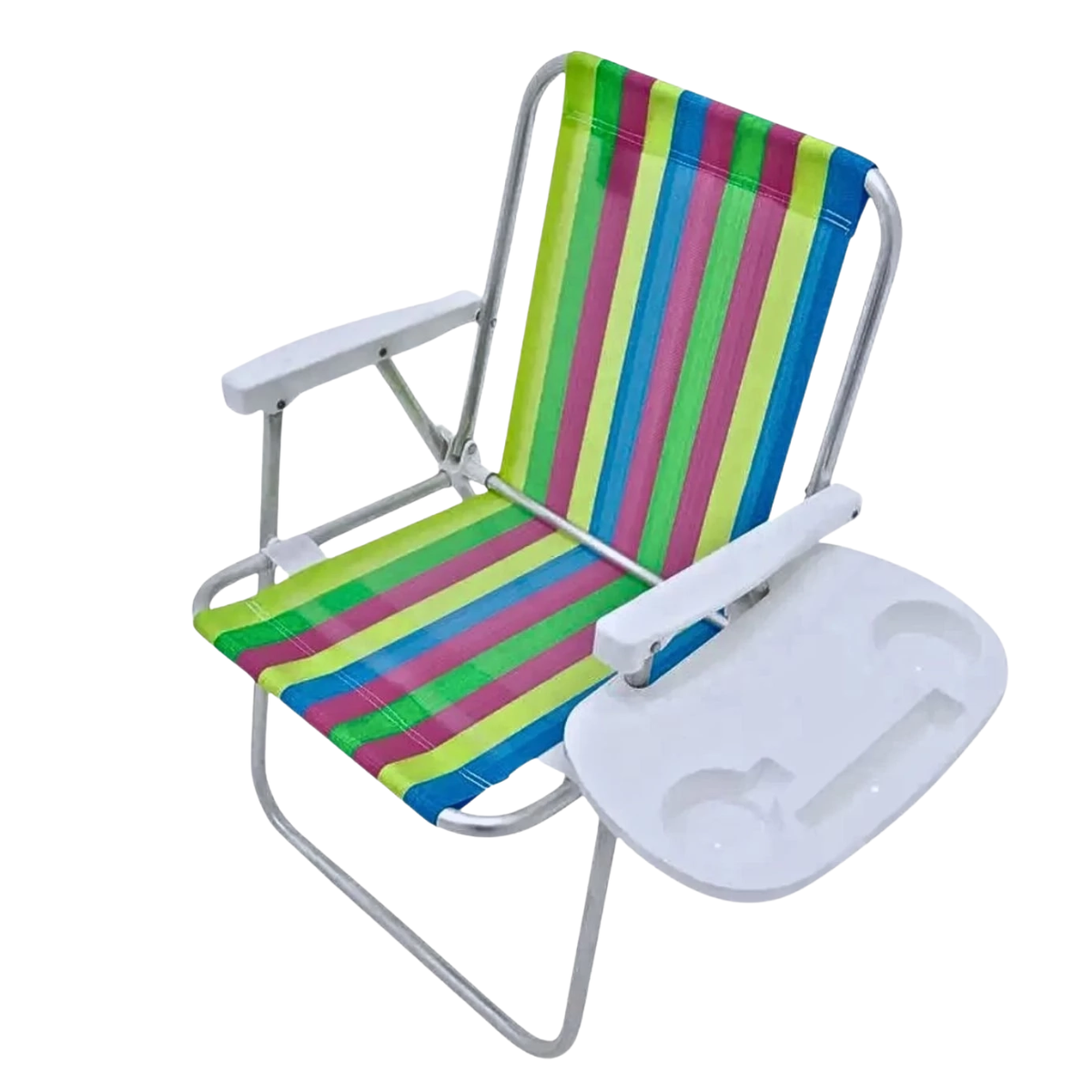 Mesa Lateral Portatil Cadeira De Praia Porta Copo Branca