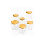 Conjunto de 6 Potes Herméticos De Vidro  Bambu   Mori