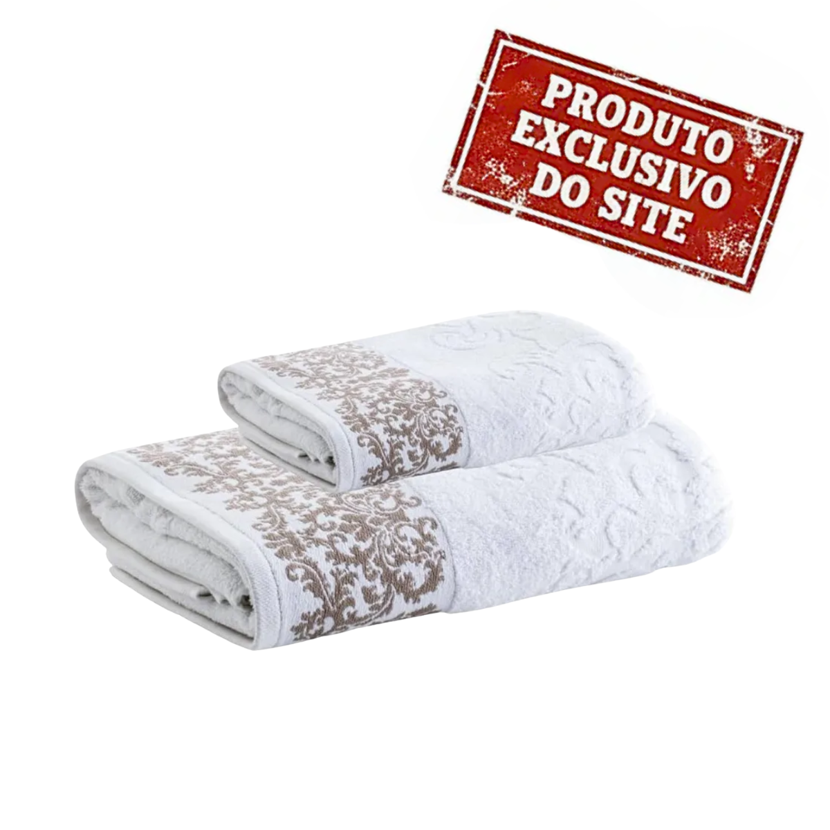Jogo de Toalhas Banho e Rosto Jacquard Medalhão Branco Corttex