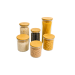Conjunto de 6 Potes Herméticos De Vidro  Bambu   Mori