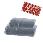 Jogo De Toalha Banho Rosto Super Soft Arabesco Azul Corttex