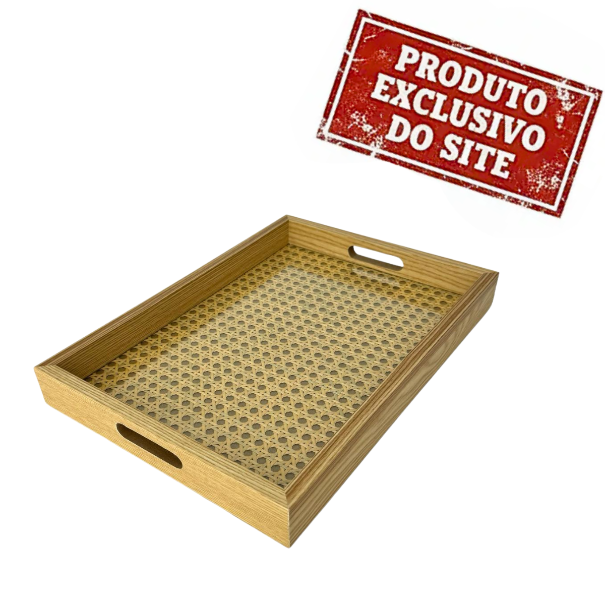 Bandeja Retangular De Mdf Com Fundo Treliça E Acrílico 35Cm