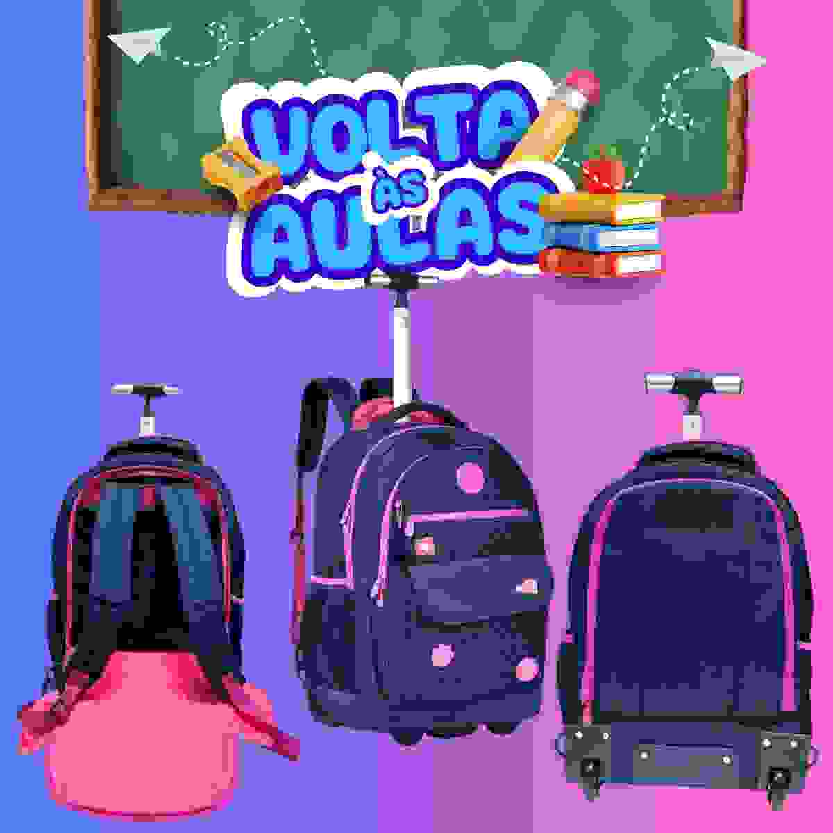 Mochila Rodinhas Luluca Bolsa Escolar Azul 33L - LU24085