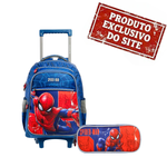 Kit Mochila Rodinhas E Estojo Duplo Homem Aranha 17 - Xeryus