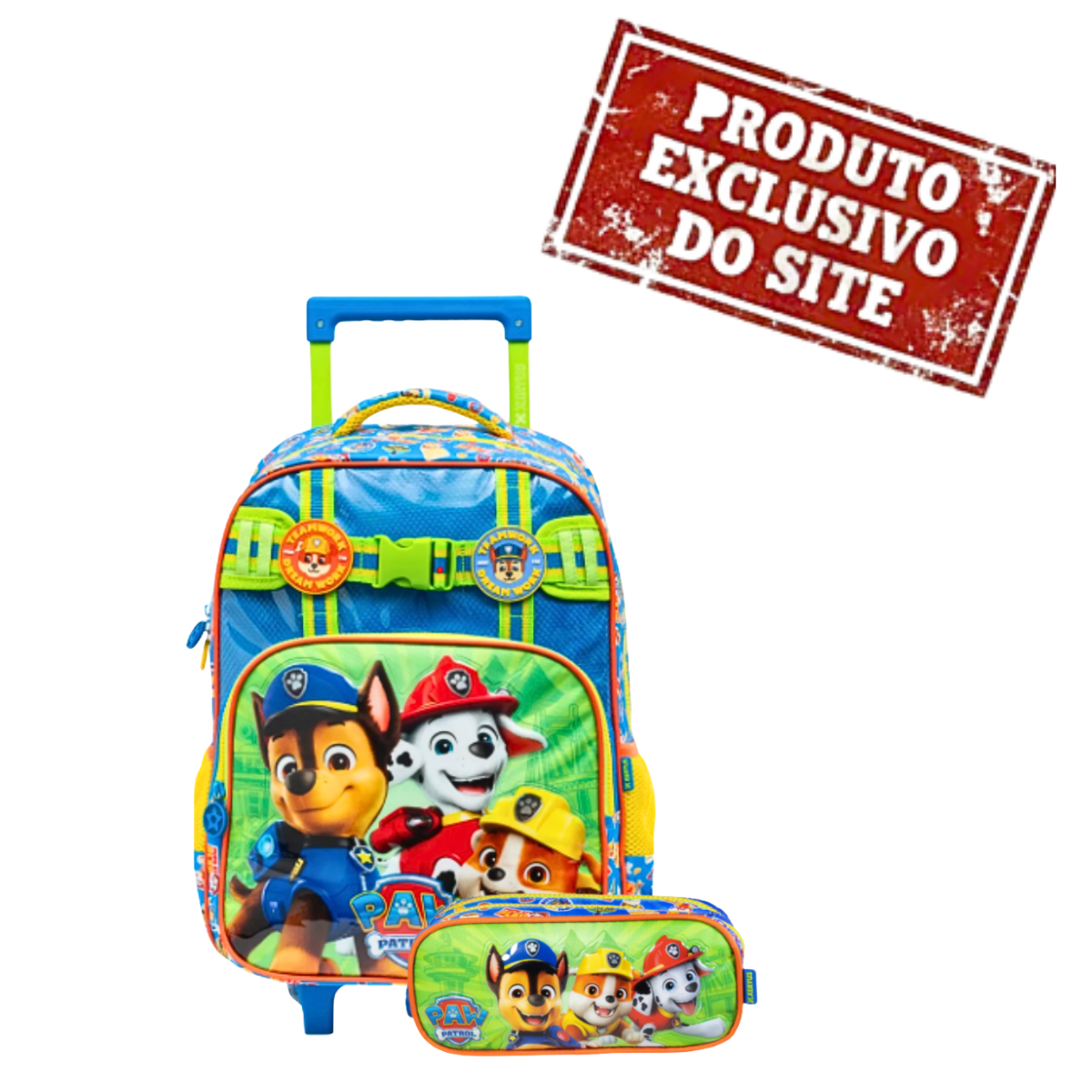 Kit Mala com Rodas e Estojo Alças 16 Patrulha Canina S1