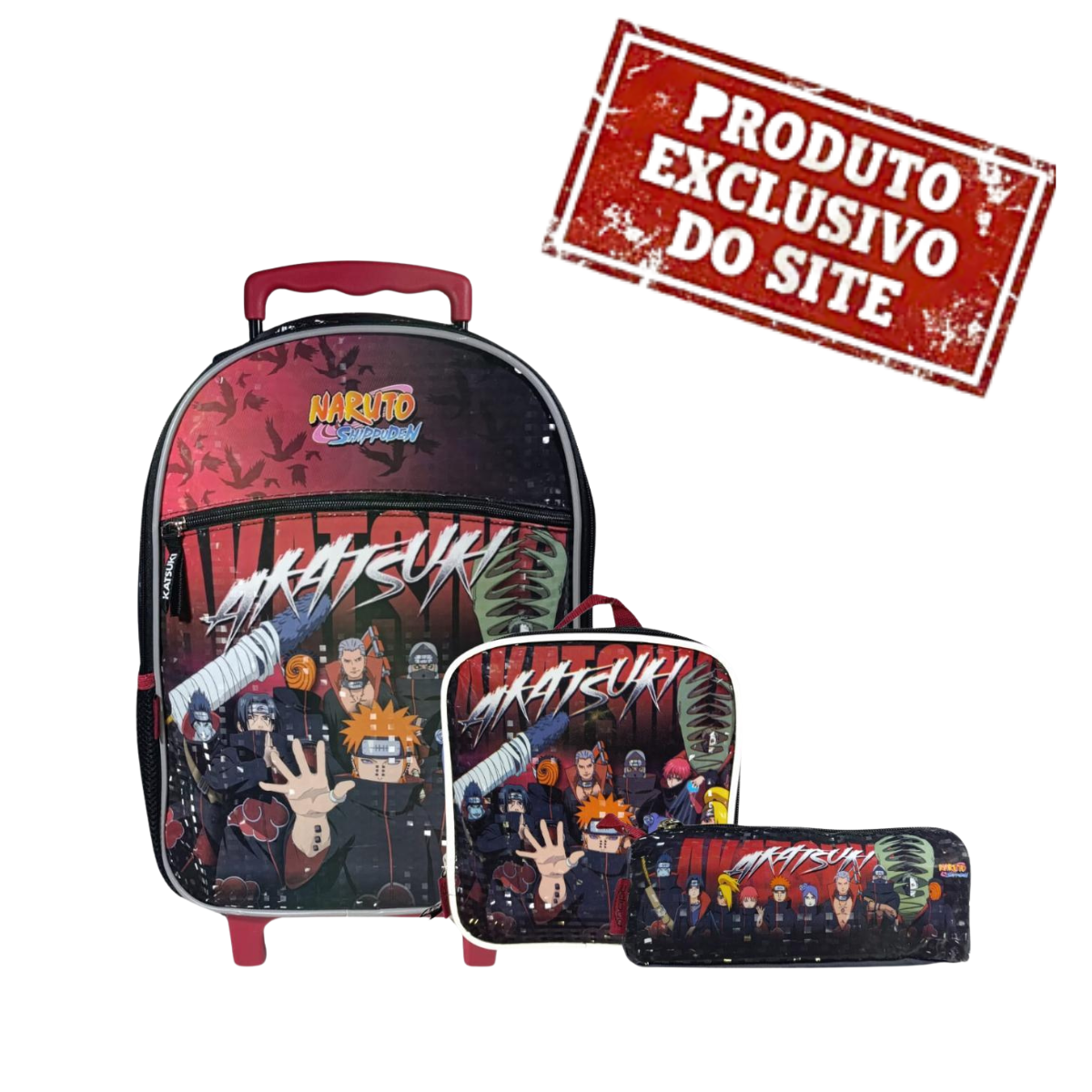 Kit Mochila Lancheira Estojo Naruto Akatsuki Rising 978J01