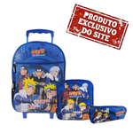 Kit Mochila de Carrinho, Estojo e Lancheira Naruto Leaf