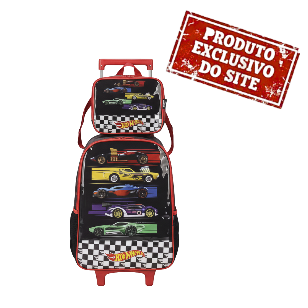 Mochila De Rodinhas E Lancheira Hot Wheels Preto Luxcel