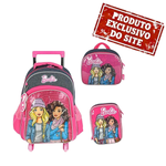 Kit Mochila De Rodinhas Escolar Lancheira E Estojo Barbie